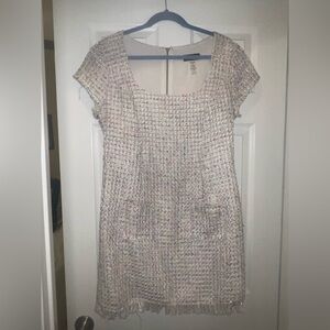 Elegant Cream Tweed Dress